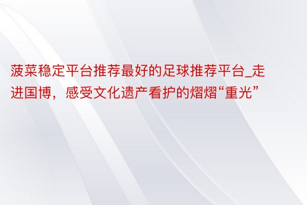 菠菜稳定平台推荐最好的足球推荐平台_走进国博，感受文化遗产看护的熠熠“重光”