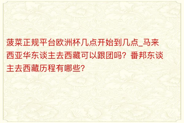 菠菜正规平台欧洲杯几点开始到几点_马来西亚华东谈主去西藏可以跟团吗？番邦东谈主去西藏历程有哪些？