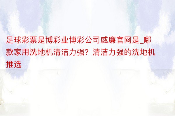 足球彩票是博彩业博彩公司威廉官网是_哪款家用洗地机清洁力强？清洁力强的洗地机推选